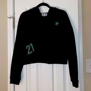 Black, cropped adidas hoodie